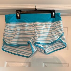 lululemon Blue and White Striped Athletic Shorts